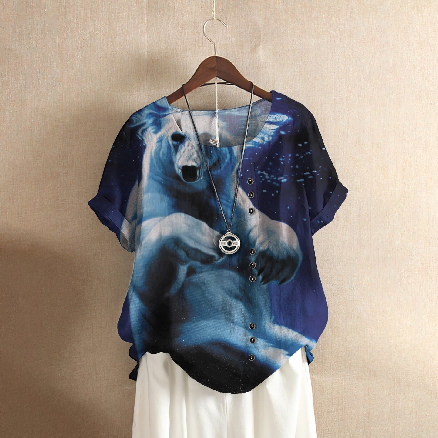 Polar Bear Casual Short Sleeve Shirt | Summer Blouse | Women Cotton T-shirt