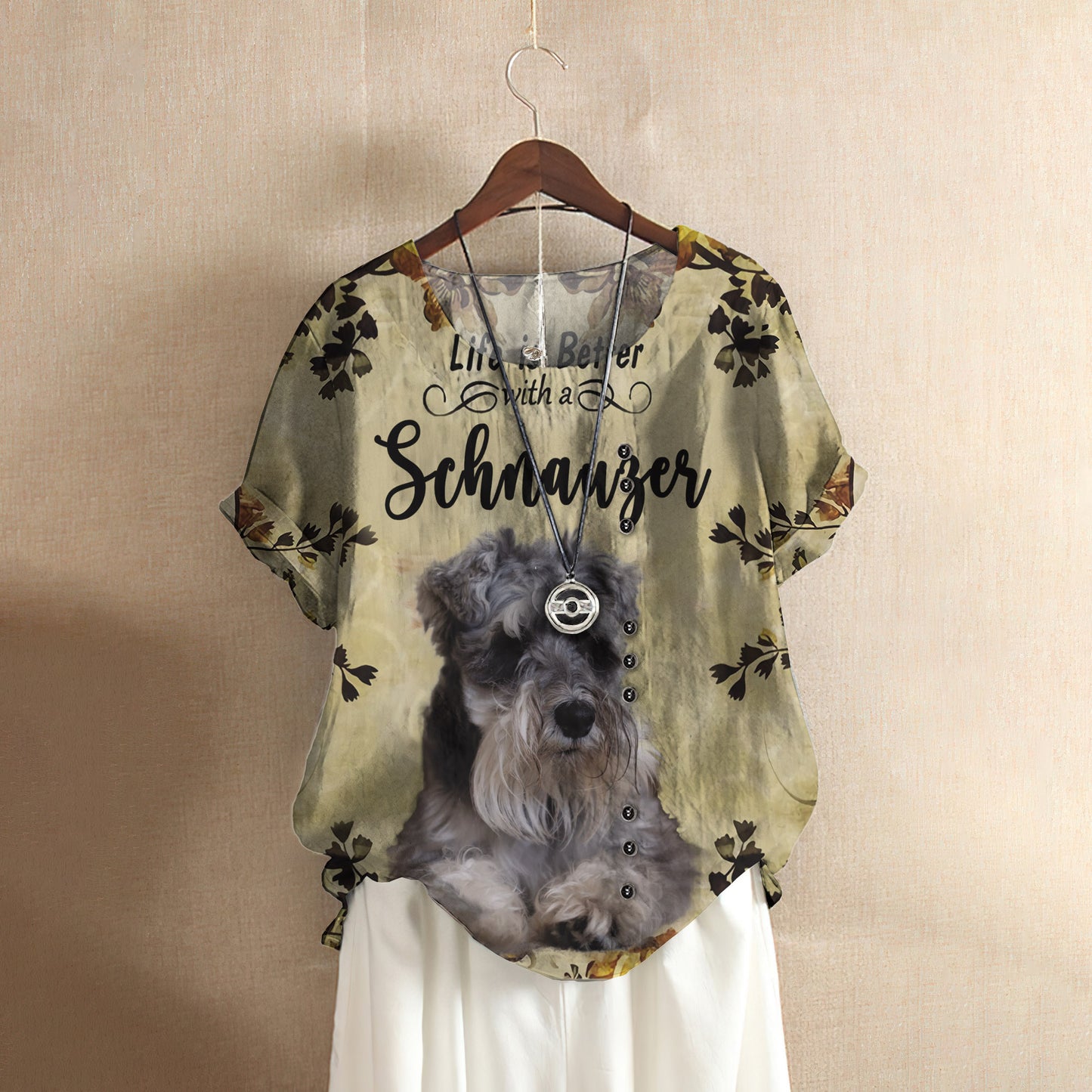 Life Is Better With A Schnauzer Casual Short Sleeve Shirt | Summer Blouse | Women Cotton T-Shirt